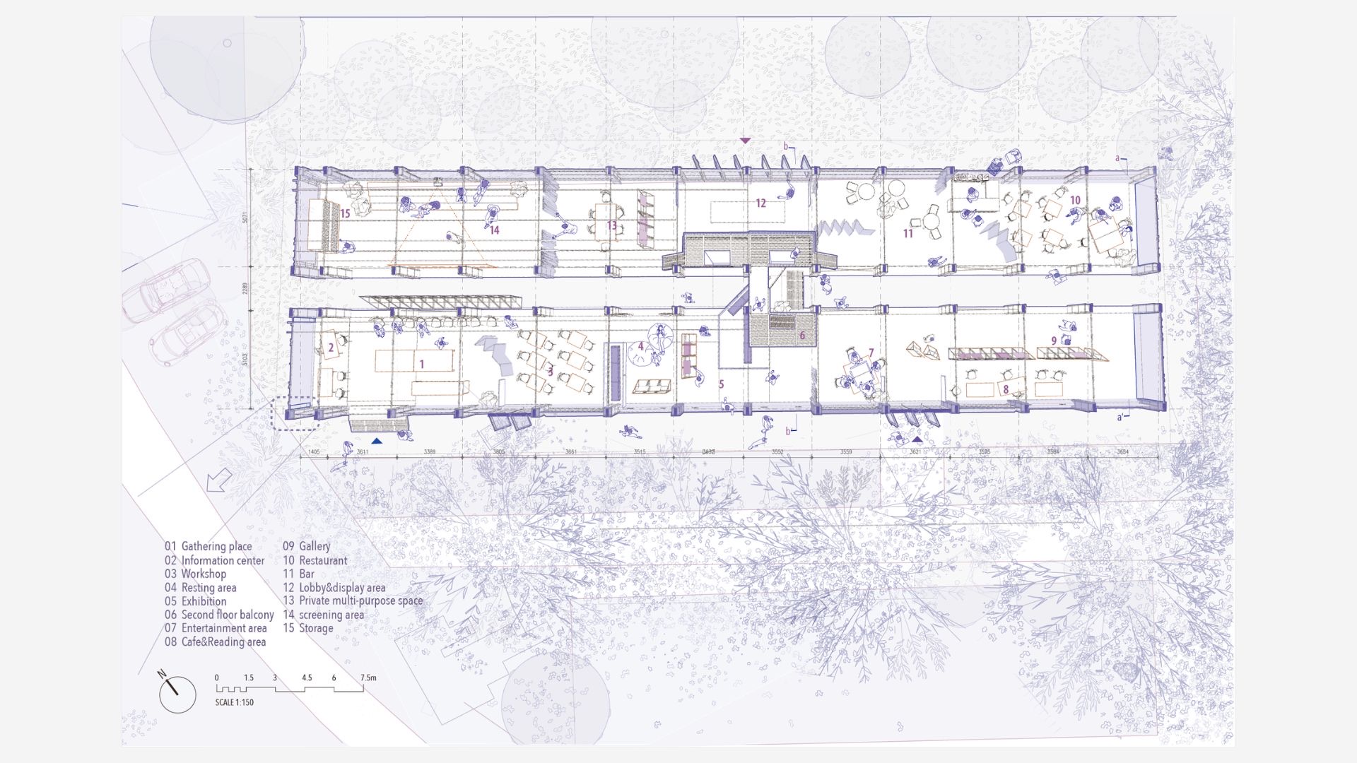 Master plan of the Cattle Depot intervention with fifteen program areas