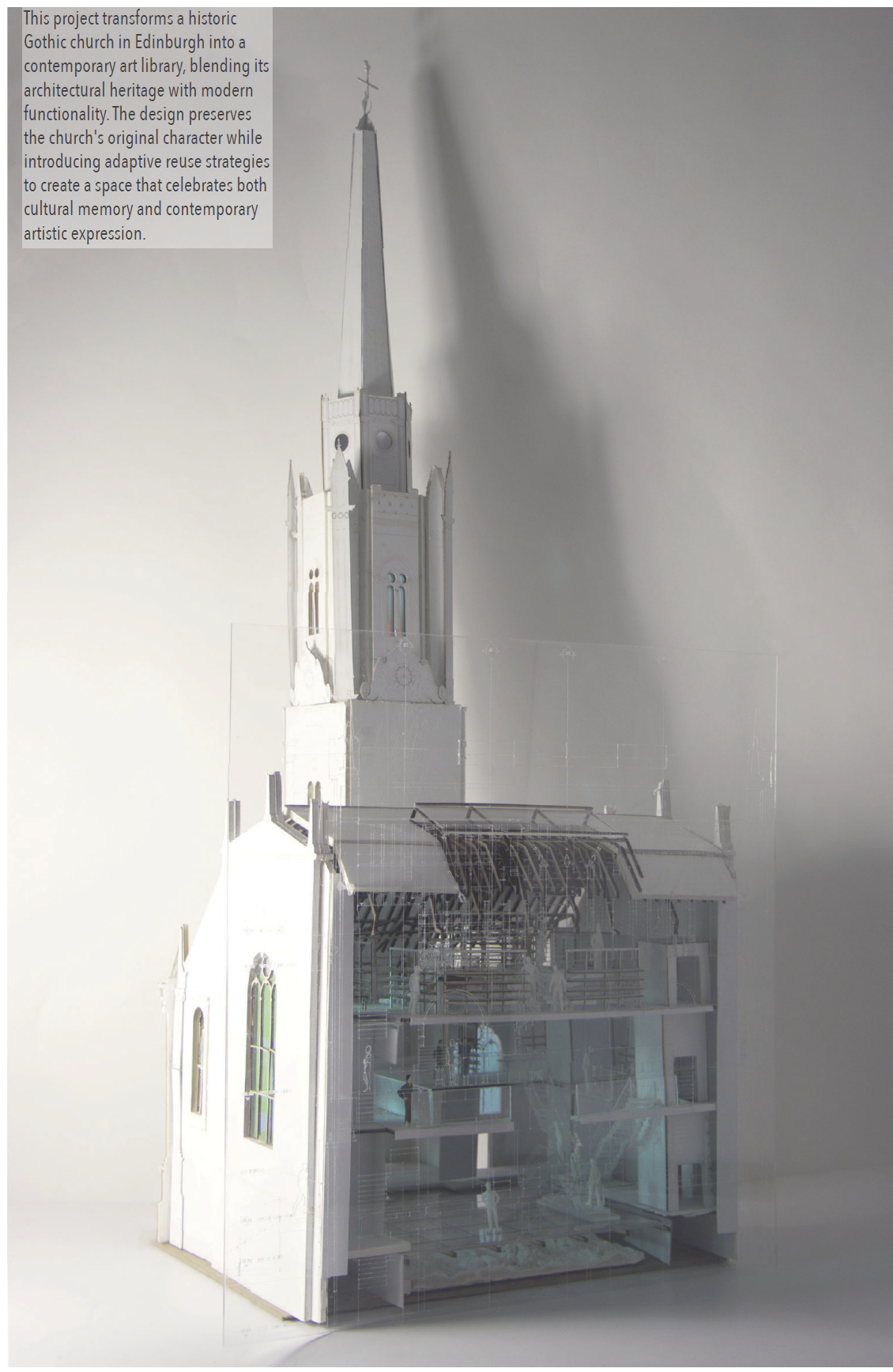 Within the Existing — sectional model of the Tron Kirk transformed into an art library