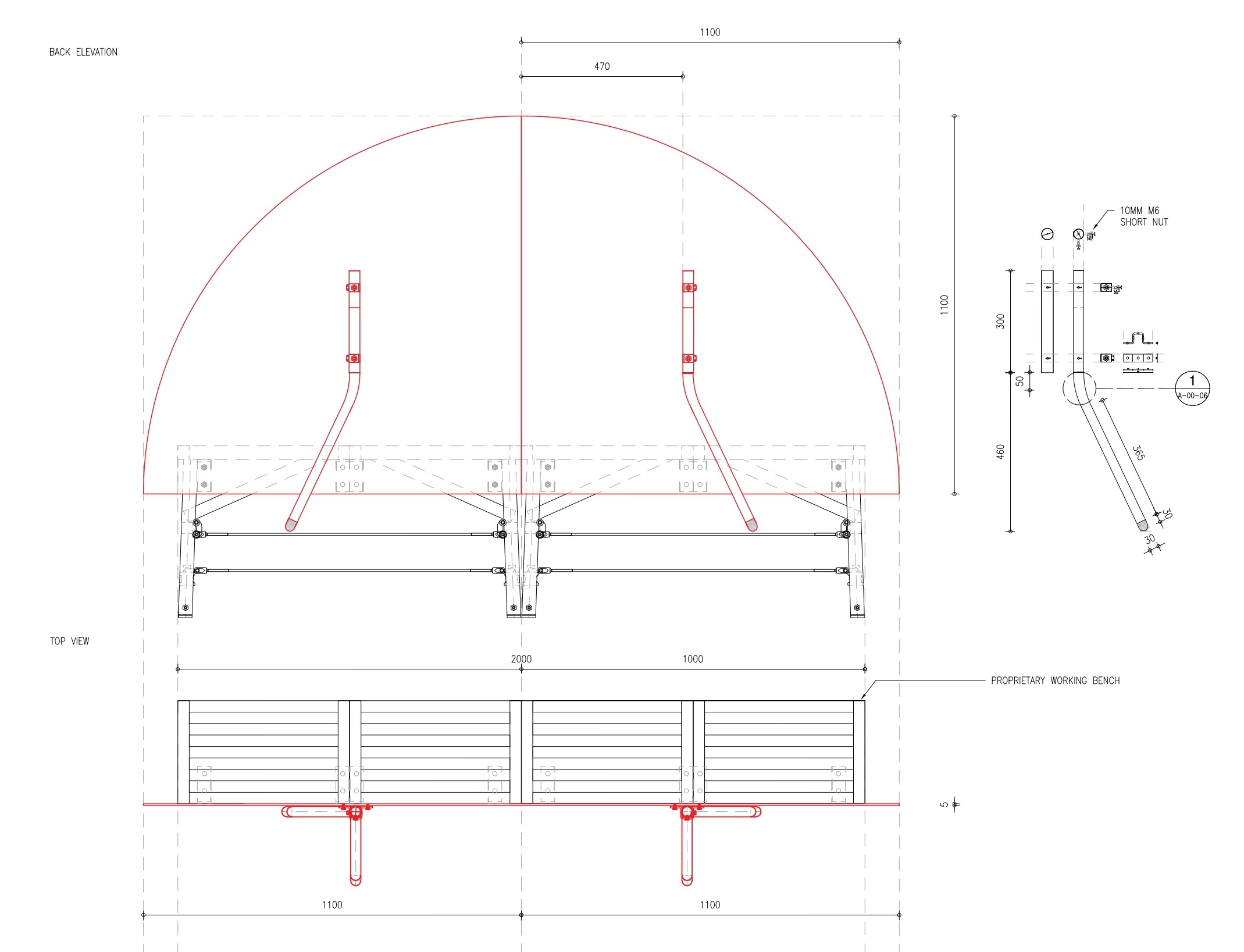 BENCH — FABRICATION DRAWING